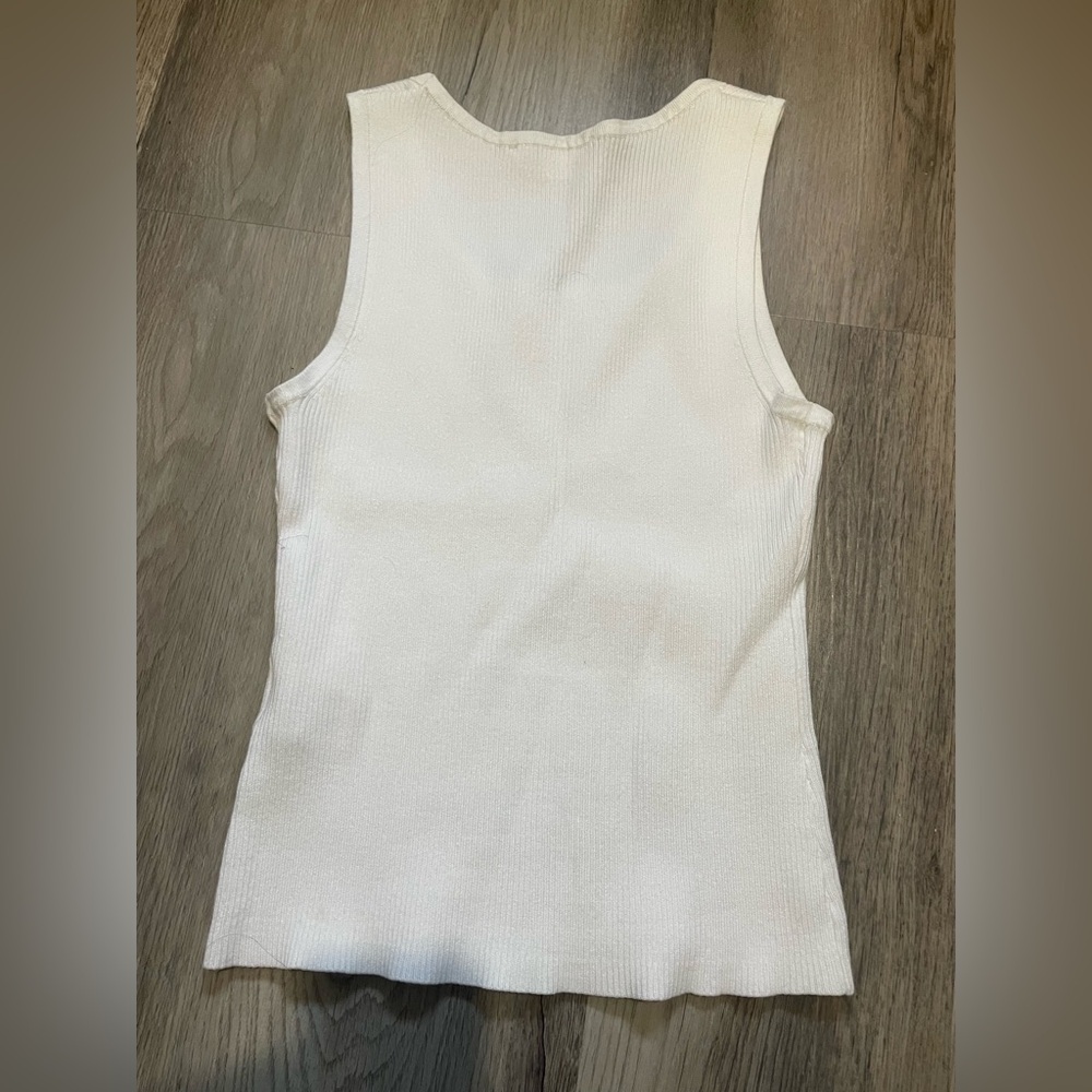 White Ribbed Knit Tank Top - Picture 4 of 4